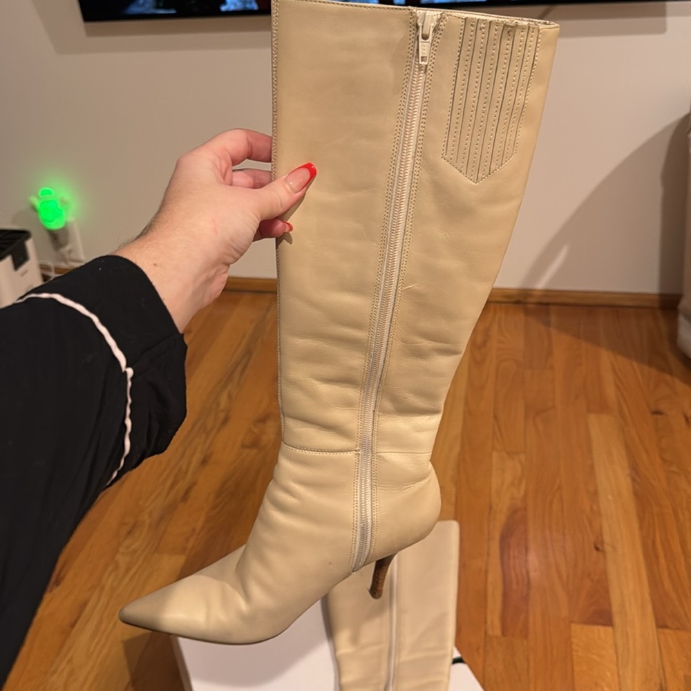 NINE WEST• leather heel pointed boots - Picture 3 of 15